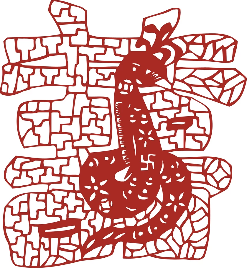 中国风中式传统喜庆民俗人物动物窗花剪纸插画边框AI矢量PNG素材【2630】